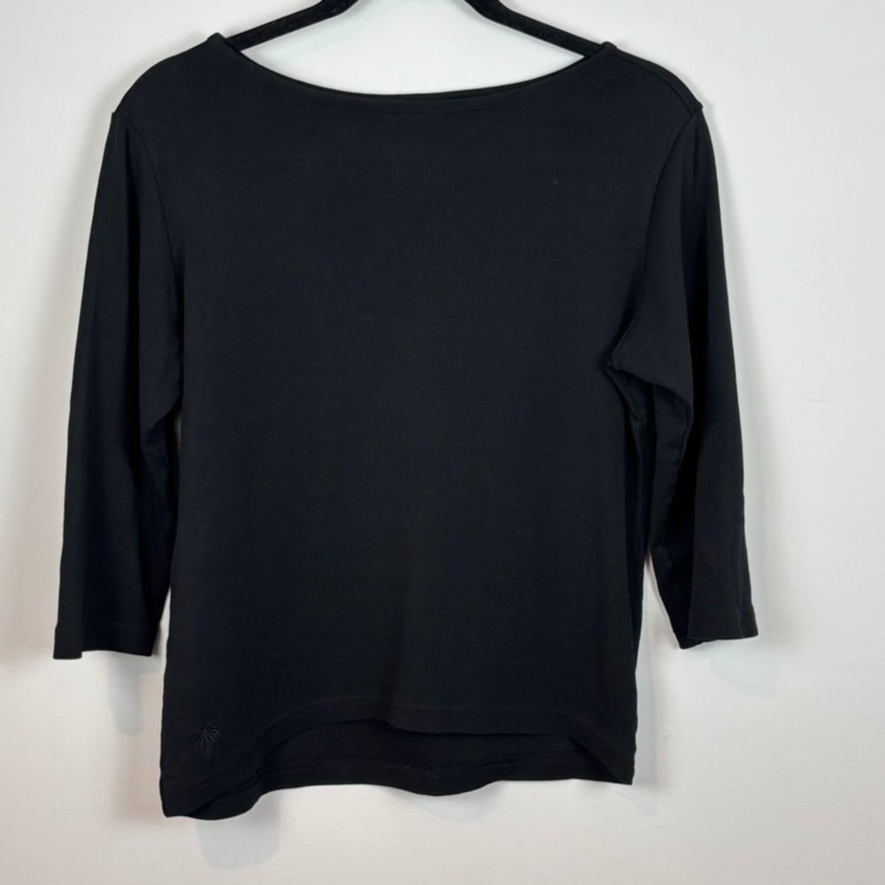 VTG Lilly Pulitzer Womens 100% Pima Cotton Black 3/4 Sleeve Tee Size MED Classic